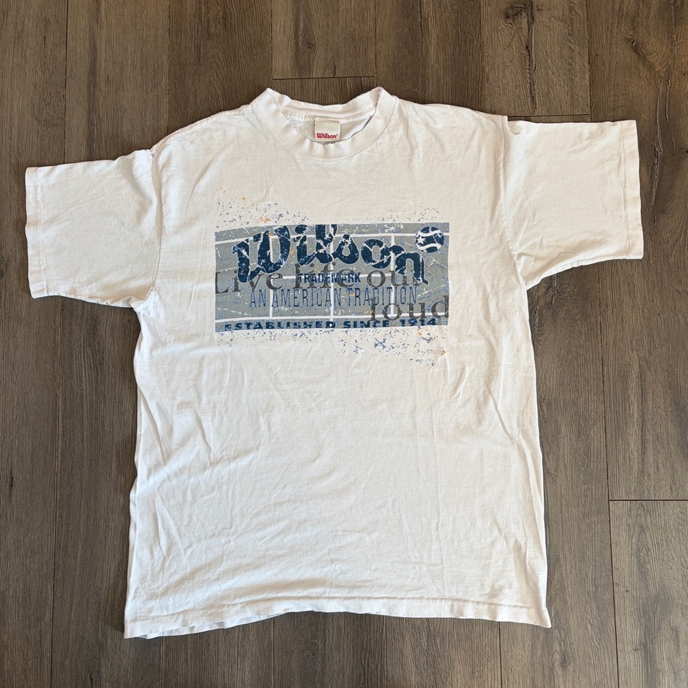 Vintage 90s Wilson Sports White Tee Single Stitched XL